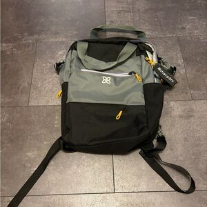 Sherpani Black and Green Backpack with Yellow Accents